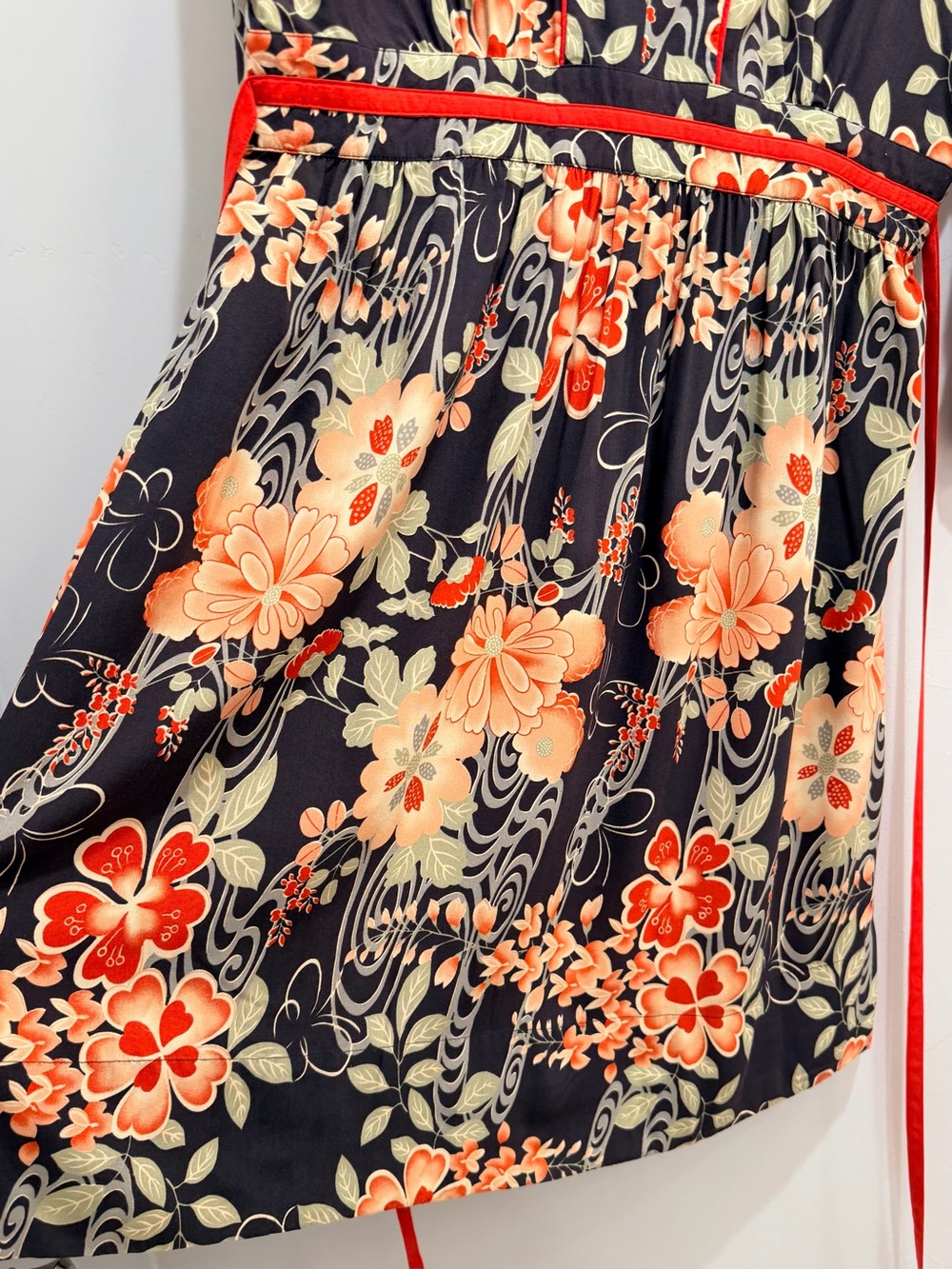Vintage 2000s Y2K Lucky Brand Floral Kimono Sleeve Empire Waist Dress Medium - Picture 7 of 15